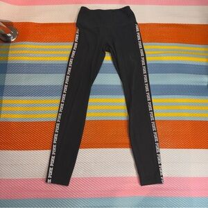 PINK Victoria's Secret Black Leggings with Side Leg Logo Women’s Size Small